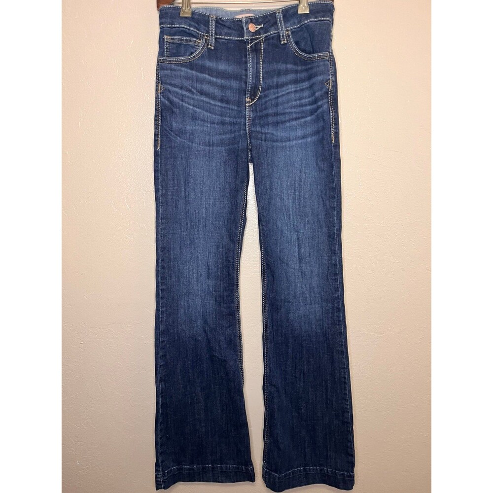 Ariat REAL Jeans Womens 28R Blue High Rise Slim Trouser Bootcut Stretch Denim